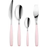 Vialli Design 24dijelni set pribora za jelo s ružičastom drškom Rome