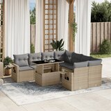 vidaXL 9-dijelni set vrtnih sofa s jastucima bež od poliratana | shoptok.hr