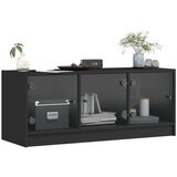TV omarica s steklenimi vrati črna 102x37x42 cm | Shoptok.si