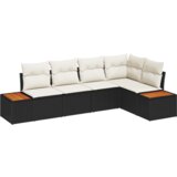vidaXL 5-dijelni set vrtnih kauča s jastučićima - Crni poli ratan i akacija | shoptok.hr