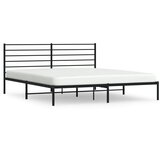 The Living Store Kovinski posteljni okvir z vzglavjem črn 200x200 cm - Posteljni Okvir, (21525220) | Shoptok.si