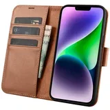 2v1 usnjena preklopna torbica za iPhone 14 Plus Anti-RFID Wallet Case Rjava, (21522117)
