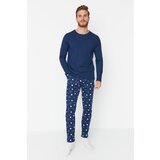 Trendyol Navy Blue Men's 100% Cotton Regular Fit Printed Knitted Pajamas Set | Shoptok.si