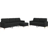 3-dijelni set sofa s tabureom crni od tkanine | Eponuda.com