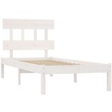  Posteljni okvir bel iz trdnega lesa 90x200 cm, (20644982) | Shoptok.si