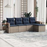  Vrtna garnitura - 5-dijelni set vrtnih sofa od poliratana s jastucima sivi - Siva Bez stola 1 | shoptok.hr