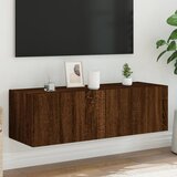  The Living Store Stenska TV omarica z LED lučkami rjavi hrast 100x35x31 cm - Stenska TV Omarica, (21555150) Cene
