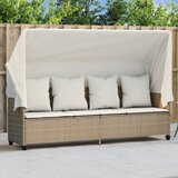 Maison Chic Ležalnik - Sončna ležalnik s streho in blazinami bež poli ratan, (22042932) | Shoptok.si