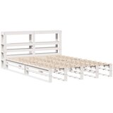 vidaXL Posteljni okvir z vzglavjem bel 120x200 cm trdna borovina, (21322166) | Shoptok.si