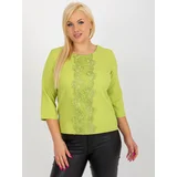 Fashion Hunters Lime elegant blouse plus size with lace