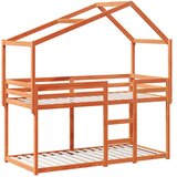 Krevet na kat s krovom voštano smeđi 90x190 cm masivna borovina | shoptok.hr