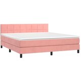  Box spring postelja z vzmetnico roza 160x200 cm žamet | Shoptok.si