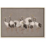  Slika - Crane dance – bright silhouettes of birds against a warm grey background with texture 120x80 U prirodnom drvenom okviru | shoptok.hr