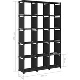 Police za izlaganje s 15 kocki crne 103x30x175,5 cm od tkanine | shoptok.hr