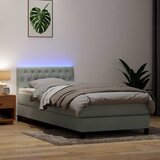 Box Spring krevet s madracem i LED svijetlo sivi 80x210 cm baršun | shoptok.hr