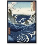  Slika - Utagawa Hiroshige – View of the Naruto whirlpools at Awa 40x60 U crnom drvenom okviru | shoptok.hr