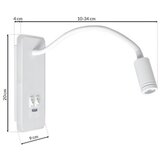  LED fleksibilna zidna lampica sa USB BASE LED/8W+LED/2W/230V bela | Eponuda.com
