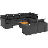  10-dijelni set vrtnih sofa s jastucima crni od poliratana Crna 83 x 62 x 69 cm | Shoptok.si