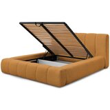 Bobochic Paris Gorčično rumena oblazinjena zakonska postelja s prostorom za shranjevanje z letvenim dnom 160x200 cm Denali – | Shoptok.si