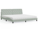  Krevet s madracem svjetlosivi 200x200 cm baršunasti | shoptok.hr