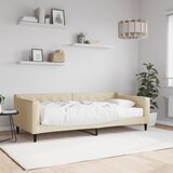 vidaXL Dnevna postelja z vzmetnico krem 90x200 cm blago Cene