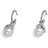  Ženske oliver weber pearl hoop rhodiumcrystal mindjuše sa belim swarowski perlama ( 22204 ) | ePonuda.com
