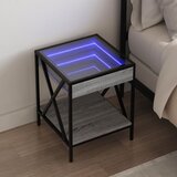 vidaXL Nočna mizica z neskončnimi LED siva sonoma 40x40x49 cm Cene