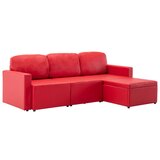 vidaXL Modularni kavč trosed z ležiščem rdeče umetno usnje, (20924374) | Shoptok.si