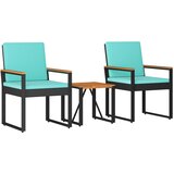  Set vanjskog namještaja 3 pcs Crna i Tirkizna poliratan | shoptok.hr