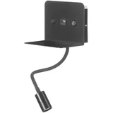 ONLI - LED fleksibilna lampica sa policom i USB punjenjem PLAK LED/5W/230V crna