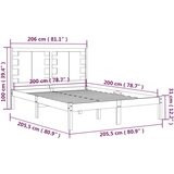 Za krevet od masivne borovine crni 200 x 200 cm | shoptok.hr