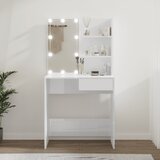The Living Store Toaletna mizica z LED lučkami visok sijaj bela 74,5x40x141 cm - Toaletna Mizica, (21671122) | Shoptok.si