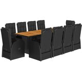  11-dijelni vrtni blagovaonski set s jastucima poliratan crni | shoptok.hr
