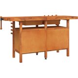  Radni stol s ladicama i škripcima 162x62x83 cm od drva bagrema | shoptok.hr