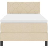 Box Postelja z vzmetnico z vzmetnico krema 100 x 200 cm blago, (5000126666) | Shoptok.si