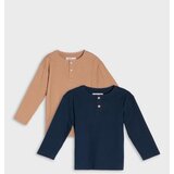 Sinsay Pamučne majice dugih rukava s Henley izrezom 2 pack Cijene