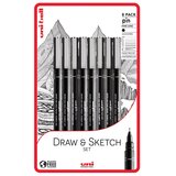  Set UNI PIN fineliner markera Draw and Sketch 8 kom (tehnička olovka) KORIŠTENO Cijene
