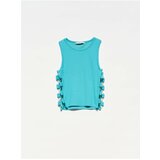 Dilvin 20109 Ring Detailed Crop Top-c.turquoise cene