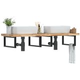  Zidna polica za umivaonik od čelika i masivnog bagremovog drva Smeđa 120 x 50 x 4 cm | Shoptok.si