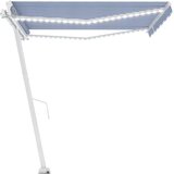  Tenda na ručno uvlačenje s LED svjetlom 450x350 cm plavo-bijela | shoptok.hr