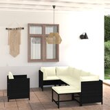 The Living Store Vrtna sedežna garnitura 7-delna z blazinami poli ratan črna - Vrtna Sedežna Garnitura, (21424987) Cene