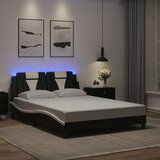 Furnova Posteljni okvir z LED lučkami črno bel 120x200 cm umetno usnje, (21940542) Cene