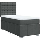 vidaXL Box spring postelja z vzmetnico temno siva 90x200 cm blago | Shoptok.si