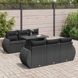 Maison Chic Seti vrtnega pohištva - Vrtna garnitura - Vrtni pohištvo set 7-delna z blazinami črn poli ratan, (21803039) | Shoptok.si