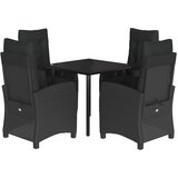  5-dijelni vrtni blagovaonski set s jastucima od poliratana crni Crna Dužina stola 80 cm | Shoptok.si