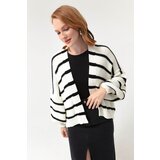 Lafaba Women's White Oversize Striped Knitwear Cardigan | shoptok.hr