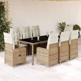 vidaXL vrtna bistro garnitura 9-delna z blazinami bež poli ratan, (21315817) | Shoptok.si