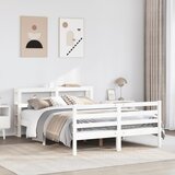 Maison Chic Posteljni okvir - Dvoposteljna postelja - Zakonska postelja brez vzmetnice bel 140x190 cm trdna borovina-J11352, (21771726) | Shoptok.si