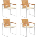  Vrtne stolice s jastucima 4 kom od masivne tikovine | shoptok.hr