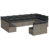  The Living Store Vrtna sedežna garnitura 12-delna z blazinami siva poli ratan - Vrtna Sedežna Garniture, (21459749) | Shoptok.si